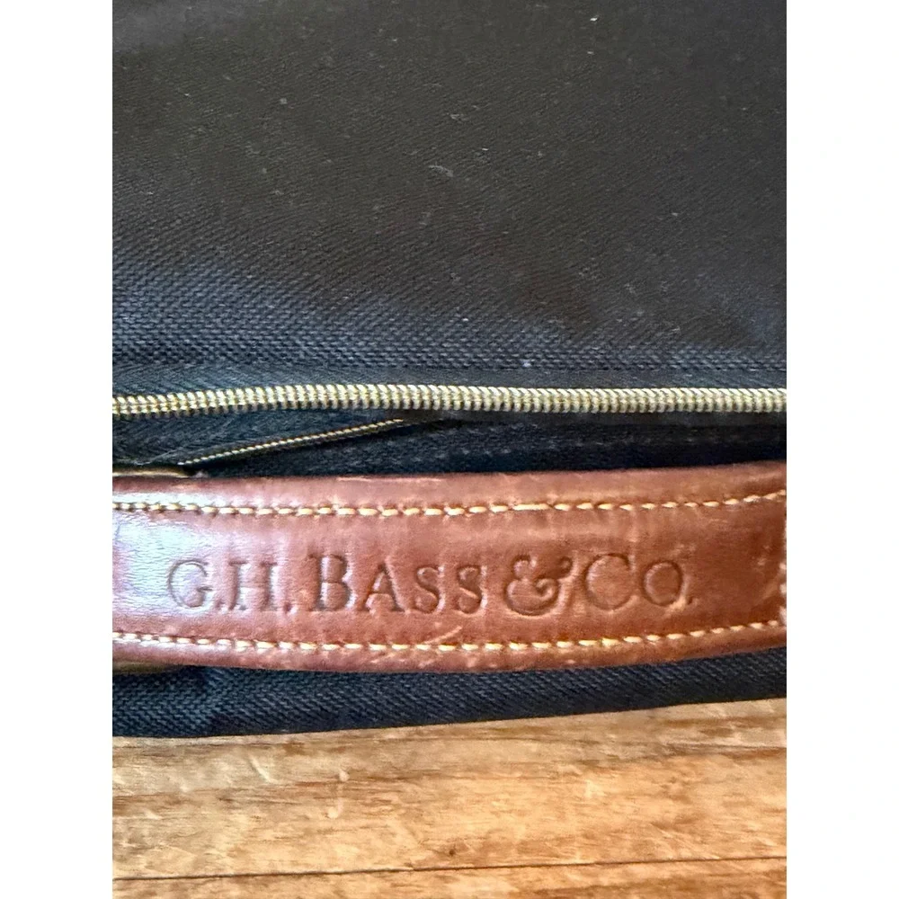 GH Bass & Co Messenger Bag Black Canvas Leather Trim Outdoor Gear Travel Laptop